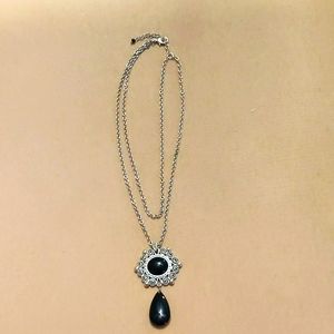 Silver Tiered Necklace with Black accent pieces